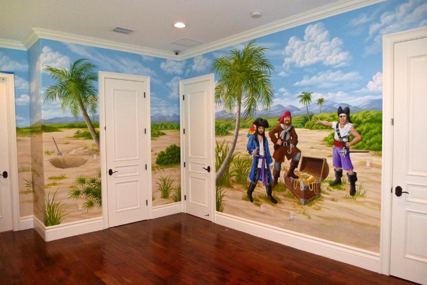 Pirates with Treasure, Murals for Children, Mural Mural On The Wall, Inc.