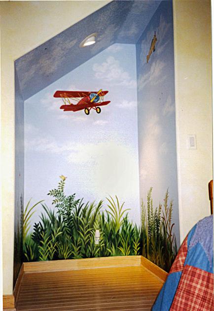 Boy's room mural - Airplane, by Mural Mural On The Wall, Inc