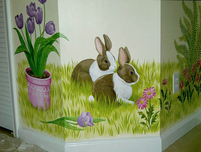 Baby's room mural - Little bunnies, by Mural Mural On The Wall, Inc.