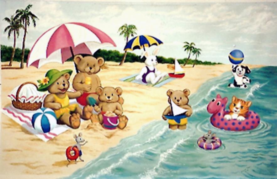 Teddybears at the Beach, Mural Mural On The Wall, Children's murals