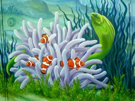 Mural Detail: Clown Fish and Eel,  Mural Mural On The Wall Inc 