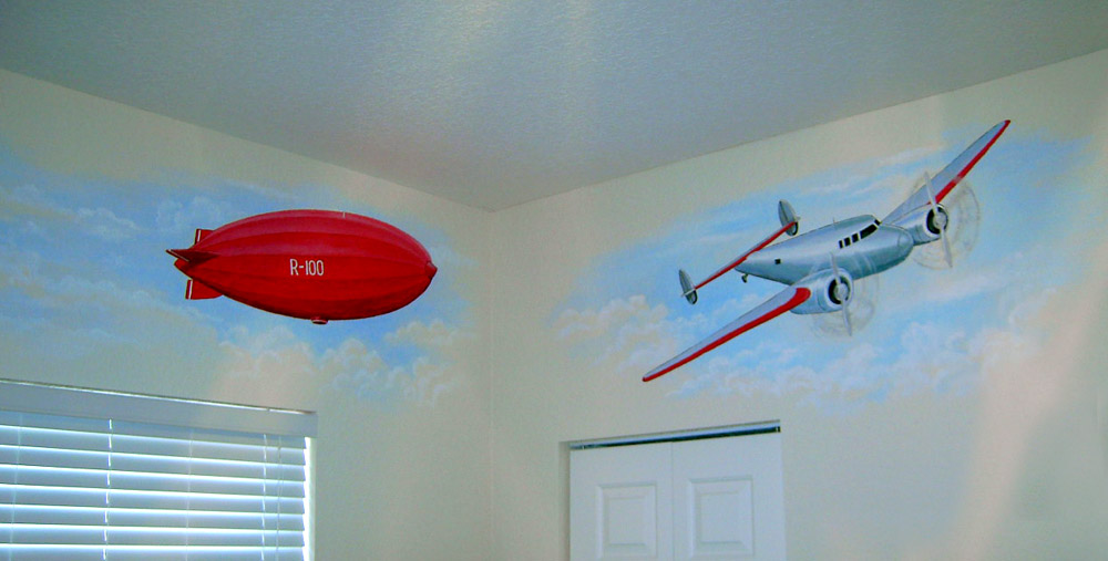 Mural depicting various aircraft.  Mural Mural On The Wall, Inc.