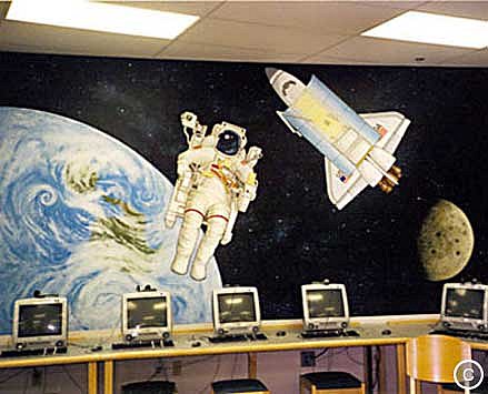School Mural: Challenger Space Shuttle, Mural Mural On The Wall Inc.