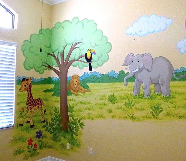 African Animals Mural, Murals for Children's rooms