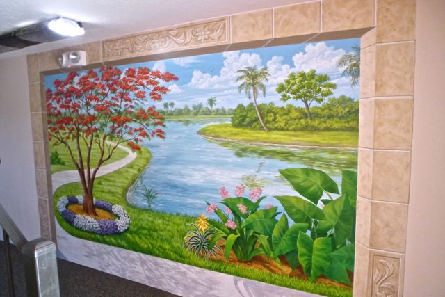 Trompe l' oeil landscape by Mural Mural On The Wall, Inc.