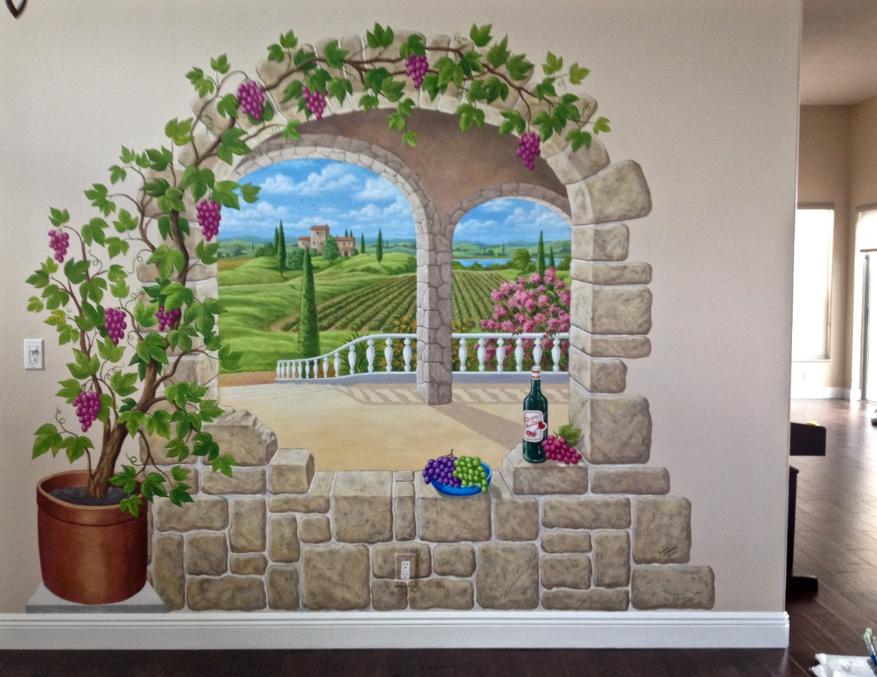 Trompe L' Oeil Archway to a Tuscan Landscape, Mural Mural On The Wall Inc.