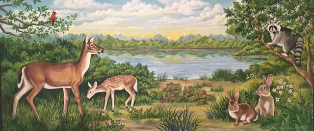 Doe with Fawn Mural, Wildlife Mural, Mural Mural On The Wall, Inc.