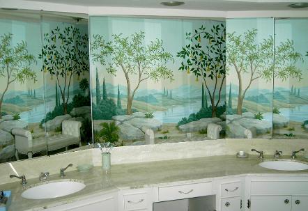 Landscape Mural Reflected In Mirrors, Mural Mural On The Wall Inc