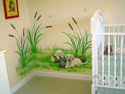 Baby's room mural - Puppies, by Mural Mural On The Wall, Inc.