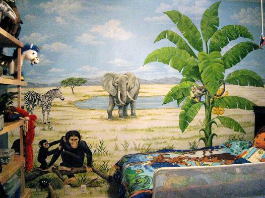 Mural for Kids: Safari animals.  Mural Mural On The Wall, Inc.