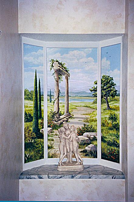 Faux Window with Roman Landscape, Mural Mural On The Wall Inc.