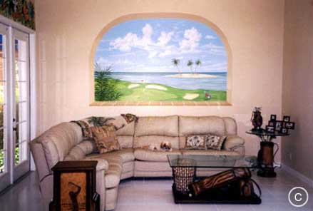 Trompe L'Oeil Windowl: Golf Course viewed through Window,  Mural Mural On The Wall, Inc.