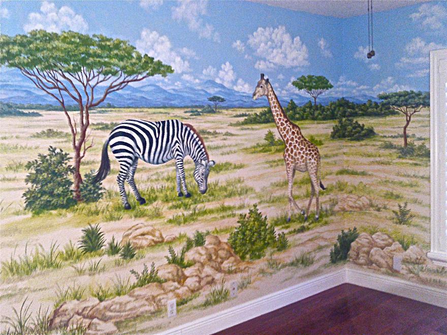 Safari Mural,  African Animals Mural, Children's murals