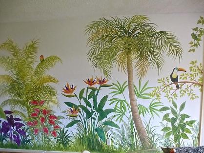 Mural: Palms and tropical flowers, Mural Mural On The Wall Inc. 