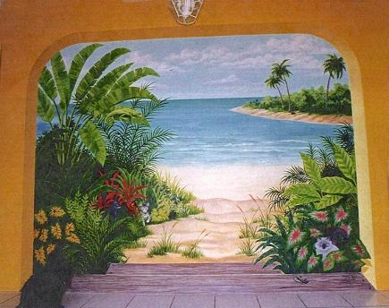 Trompe L' Oeil Murall Beach Scene -  Mural Mural On The Wall Inc. 