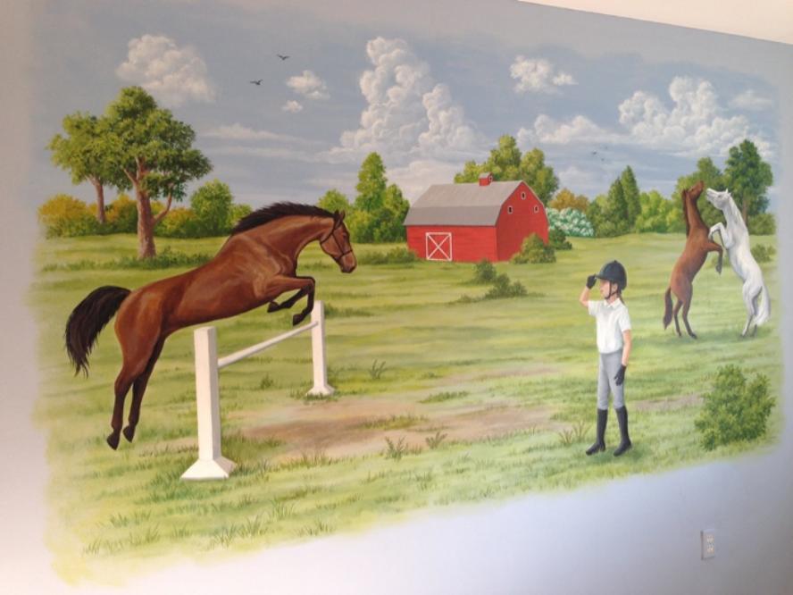 Mural of Horses jumping. child's room.  Mural Mural On The Wall, Inc.