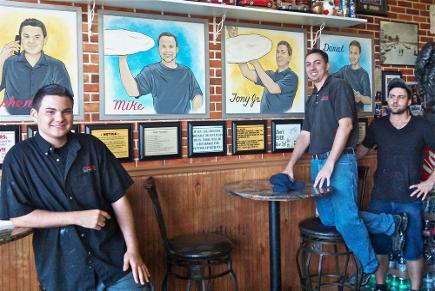 Portraits of pizza restaurant employees painted by Mural Mural On The Wall, Inc.