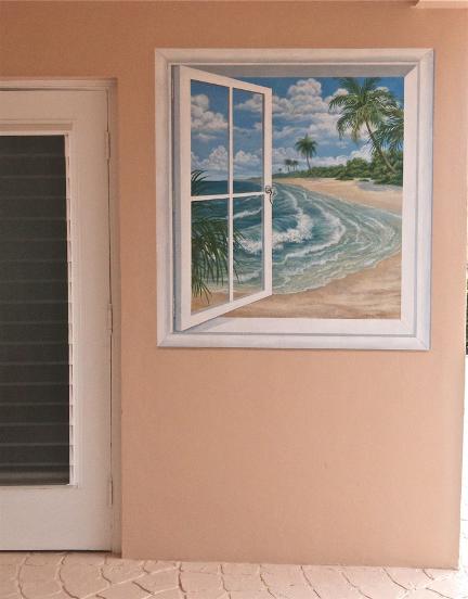 Faux Window to the Beach, Mural Mural On The Wall Inc.