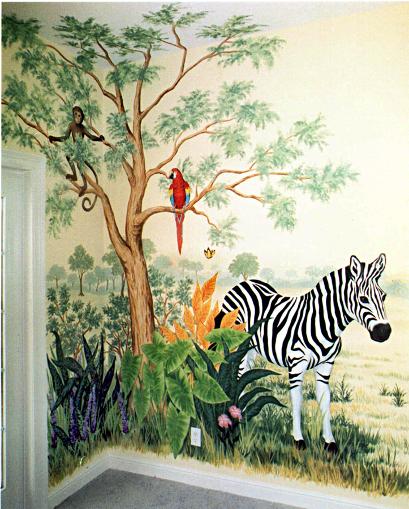 Children's mural, Zebra mural, Mural Mural On The Wall, Inc.