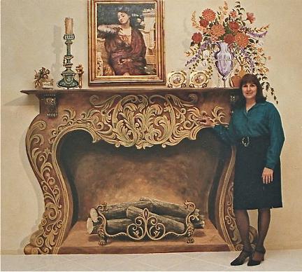 Ornate Trompe L'Oeil Fireplace,  Mural Mural On The Wall  Inc.