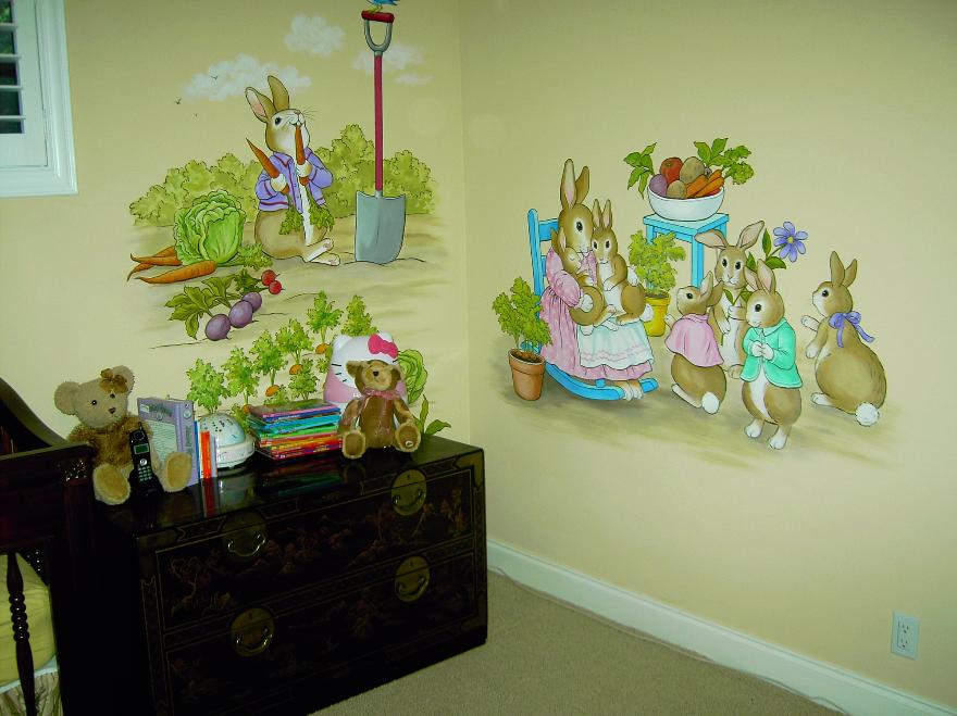 Kid's room mural, Peter Rabbit Mural