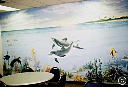 Mural: Dolphins under the sea by Mural Mural On The Wall, Inc.