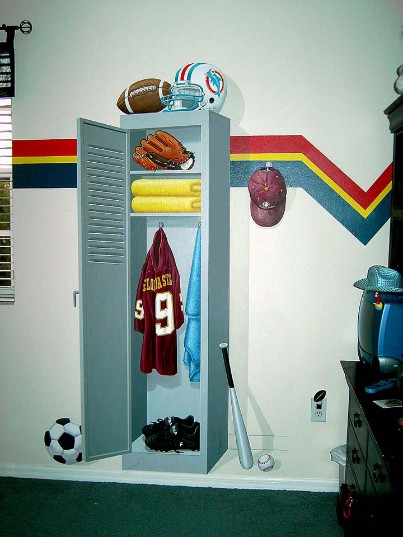 Mural for Boy's Room. Sports Locker.  Mural Mural On The Wall, Inc.