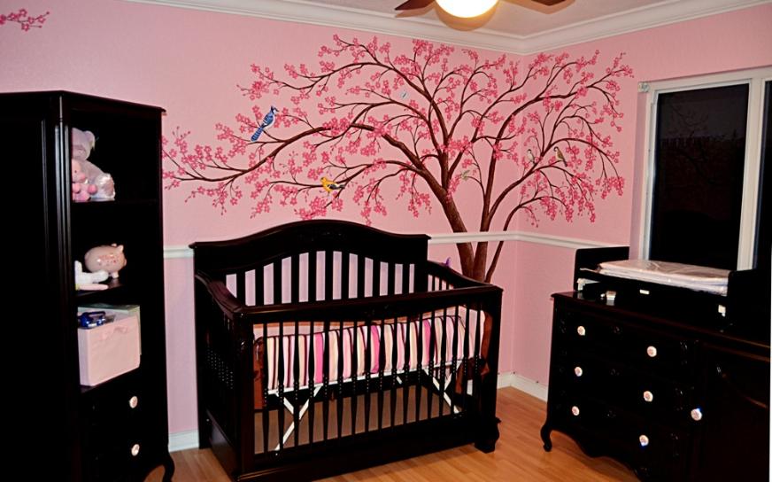 Nursery mural of a Cherry Blossom tree by Mural Mural On The Wall, Inc.