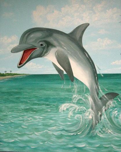 Leaping Dolphin Mural, Mural Mural On The Wall Inc.