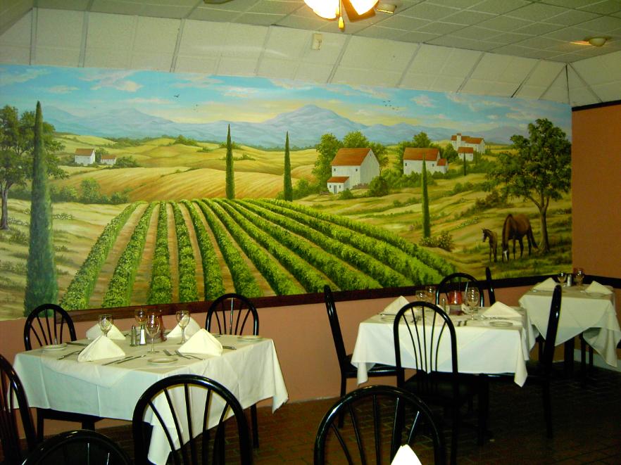 Vinyards of Tuscany Mural in Restaurant - Mural Mural On The Wall, Inc.