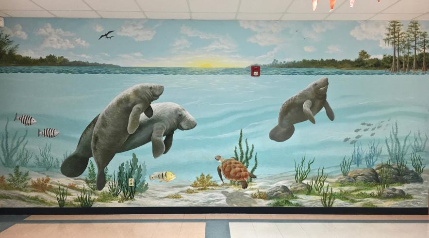 Mural: Manatees Under Water, Mural Mural On The Wall, Inc.
