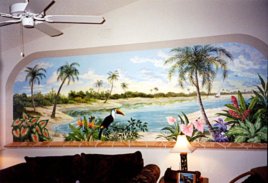 Trompe l' oeil window: tropical beach view by Mural Mural On The Wall, Inc.