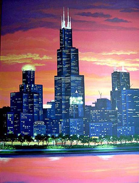 Detail: Chicago Skyline by Mural Mural On The Wall, Inc.
