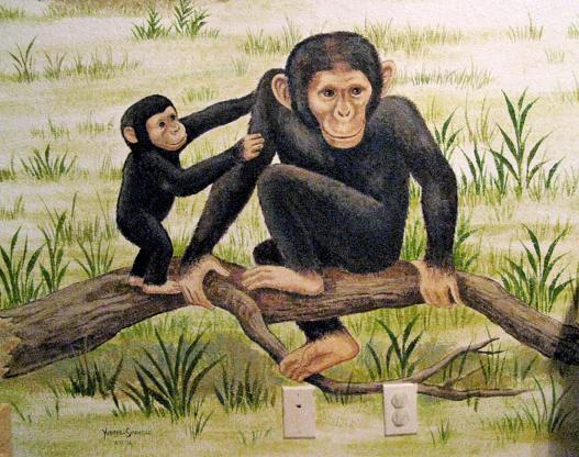 Mural: Chimpanzees.  Mural Mural On The Wall, Inc