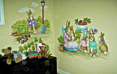 Peter Rabbit mural for baby's nursery by Mural Mural On The Wall, Inc.