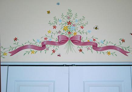 Decorative flowers and ribbon by Mural Mural On The Wall, Inc.